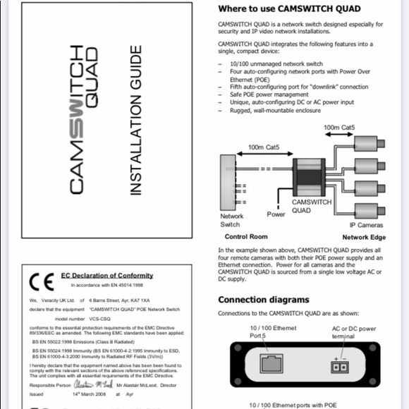 Veracity VCS-CSQ Camswitch quad 4-port PoE Switch - Picture 8 of 9